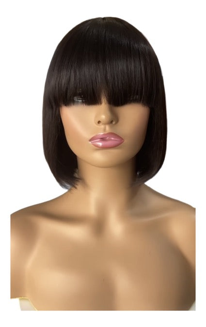 Bob Wig With Bangs Human Hair 180% Density