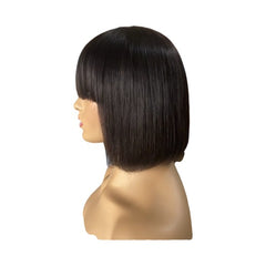 Bob Wig With Bangs Human Hair 180% Density